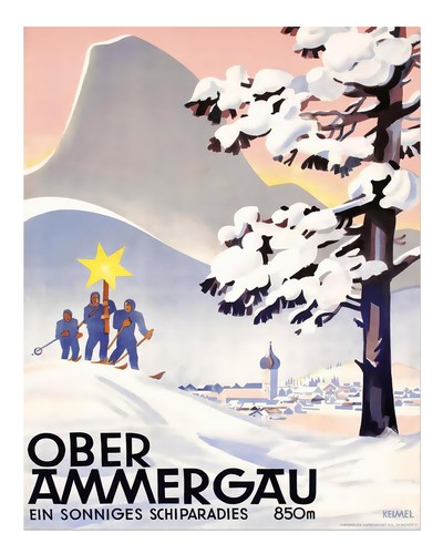 Vintage ski resort wall art - ski,