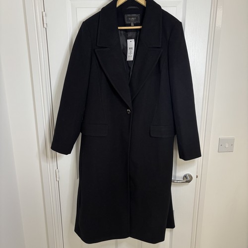 Lipsy long black overcoat - black, coat
