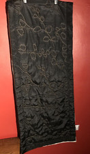 ELEANOR JAMES QUILTED BED RUNNER BLACK SILKY & GOLD CONTRAST STITCH 240cm x 52cm