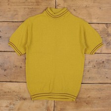 Vintage Jumper Sweater XS 80s Knitted T-Shirt Womens Short Sleeve Mock Neck