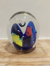 Dome Deep Sea Art Glass Egg Shaped Paperweight Suspended Bubble