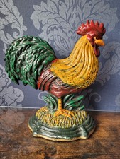 Vintage Farmhouse Style Large Cast Iron Cockerel Door Stop - 10” tall x 8” wide