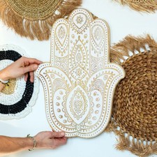 Mango Wood Hamsa Wall Plaque -