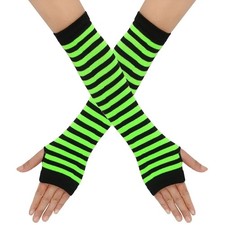 Women's Knitted Striped Elbow-Length Fingerless Gloves - Warm & Cozy Arm Warmers