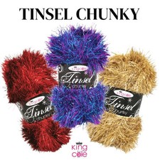 King Cole Tinsel Chunky Sparkle Furry Soft Eyelash Knitting Wool Yarn 50g Ball