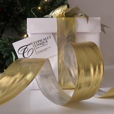 Christmas Ribbon Wire Edged Gold Silver Metallic Crafts Bows Garlands 'Gifty'