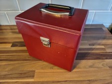 Record Case vinyl holds 50 7" 45s  Red Burgandy