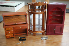 Dolls House Furniture Corner cabinet, display cabinet, roll top desk etc.