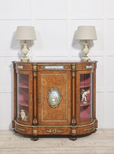 Burr walnut credenza brass - credenza, |