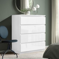 High Gloss Chest of Drawers Tall Wide Bedside Table Cabinet Bedroom Furniture 
