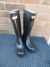 Girls Black Glitter Hunter Wellies Boots UK Size 3 Good Condition