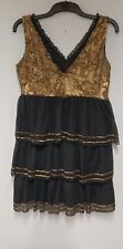 Miss Selfridge Flapper Dress Black Gold Size 10 20s Sparkle Party Special Boho