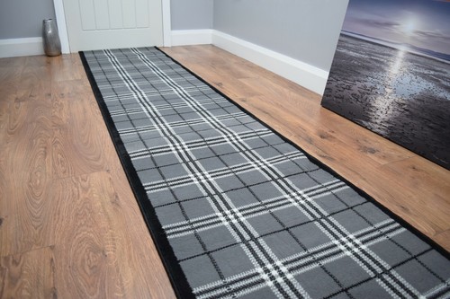 Grey hallway runner rug mat - grey,