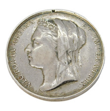 Queen Victoria Sterling Silver Military Medal Conversion Pendant Antique c1880