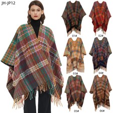 Ladies Women Soft Warm Cape Blanket Winter Wrap Colourful Tassel  Poncho Shawl