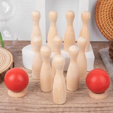 Wood Kids Bowling Toy Bowling Game 10 Wooden Pins 2 Balls Educational Early