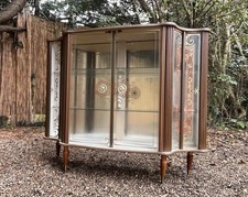 Vintage Mid Century Art Deco Glass Cocktail Drinks Display China Cabinet
