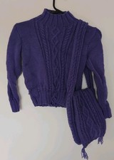 Girls Hand Knitted Purple Polo