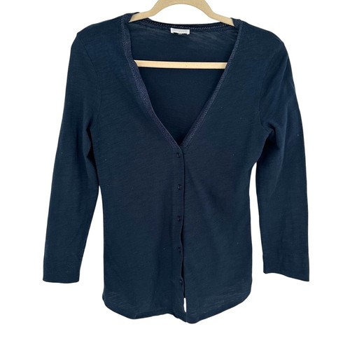 Ecru blue cotton cardigan - ecru,