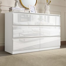 High Gloss Chest Of Drawers Tall Wide Storage Bedside Cabinet Bedroom Furniture