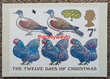 2 Turtle Doves, 3 French Hens, 7p Post Office Postcard PHQ 26 (a), 1977