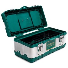 HUAQI 17" Heavy Duty ABS Plastic Tool Box Chest Storage Case & Removable Tray