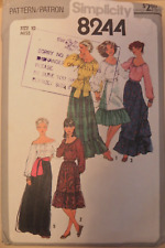 (1977) Simplicity 8244 Sewing Pattern Ladies Gypsy Blouse Ruffle Skirt Apron
