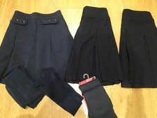 3 x NAVY BLUE SCHOOL UNIFORM SKIRTS, 8Y, M&S, TU, NAVY TIGHTS
