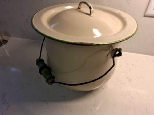Vintage enamelware chamber - chamber, pot
