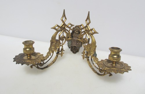 Antique brass piano candle - antique,
