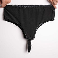 Women PVC Wet Look Knickers Briefs Underwear Panties Underpants with Fancy Plug