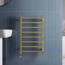 Solaro Square Bar Heated Towel Rail Brushed Brass - 800 x 500mm