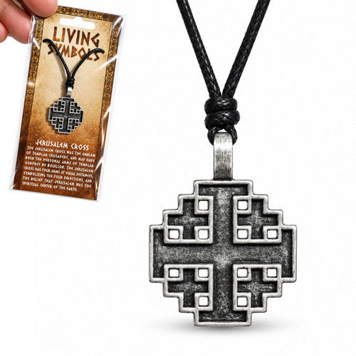 Jerusalem cross pewter pendant - jerusalem,