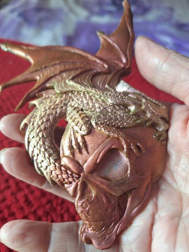 Skull and dragon - resin, plaque