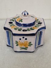 Vintage Signed Aladin France Faince Earthenware Inkwell & Pen Stand - Damage
