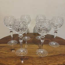 Vintage Set Of 6 Tall Stemmed Crystal Hock/dessert Wine Glasses