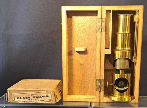 Antique brass field - field, microscope