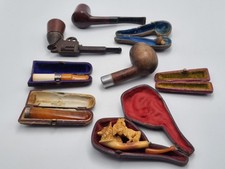 8x Mixed Vintage Tobacciania Inc. Estate Pipes, Meerschaum Wolf Pipe & Cheroots