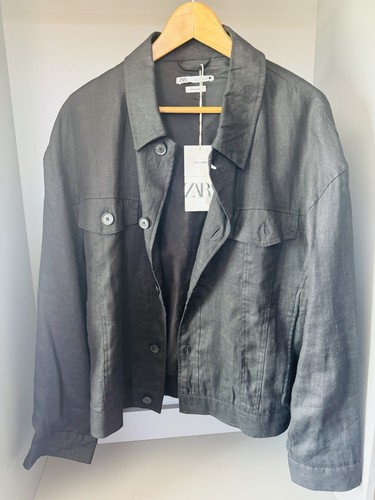 Zara mens linen black jacket - linen,