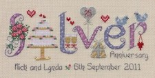 Nia Silver Wedding Anniversary Word  Counted Cross Stitch Kit