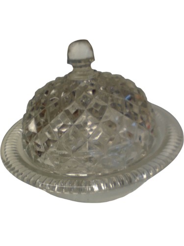 Glass diamond pattern butter - glass,