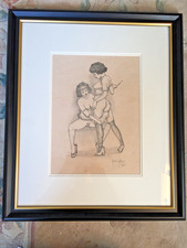 Rene Gifford Ink and Pencil Female Erotic Study, 1963, frame 17" by 20"