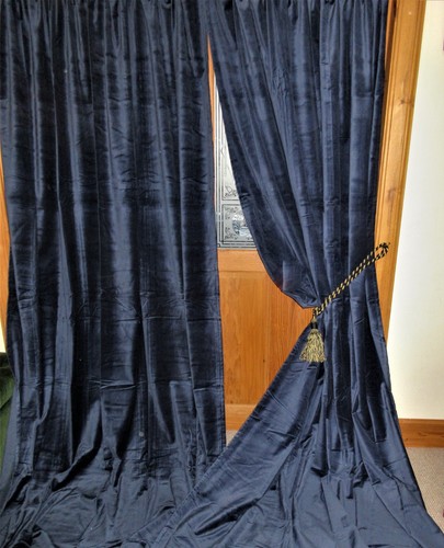 Navy blue cotton velvet - blue,