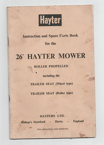 Hayter mower instruction - 26",