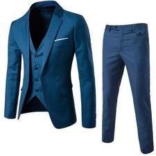 Men's Suits Two Buttons Slim Fit 3-Piece Suit Business Formal Jacket Pants Set
