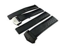 22mm Black Genuine Leather Strap Band fit Tag Heuer Monaco watch Buckle/Clasp
