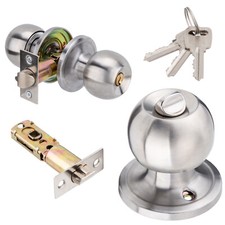 Round Door Knob with Lock Handle Lever Lockset Entry Privacy Passage Internal UK