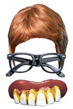 60s Mens Austin Powers Groovy Wig Glasses Fake Teeth Gigolo Fancy Dress Costume