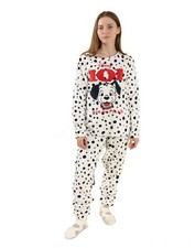Disney White 101 Dalmations Long Sleeve Long Leg Pyjama Set Womens