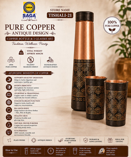 Saga pure copper bottle - pure, set